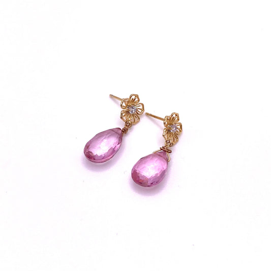 Pink Gold Flower Earrings