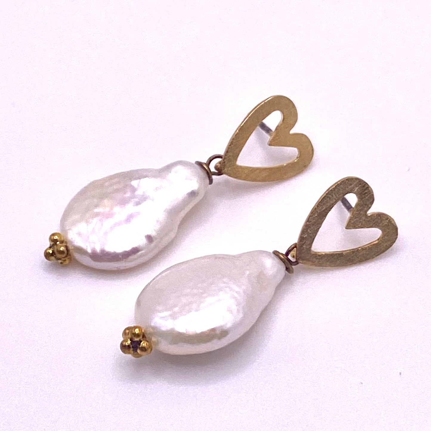 Pearl Gold Heart Earrings