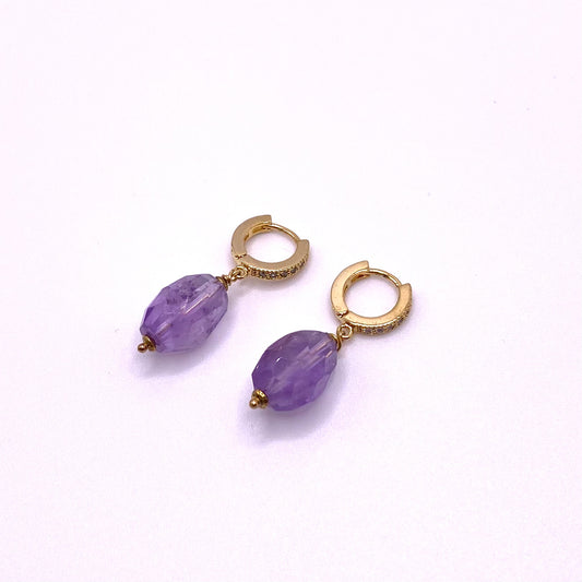 Purple & Gold Diamond Details Earrings