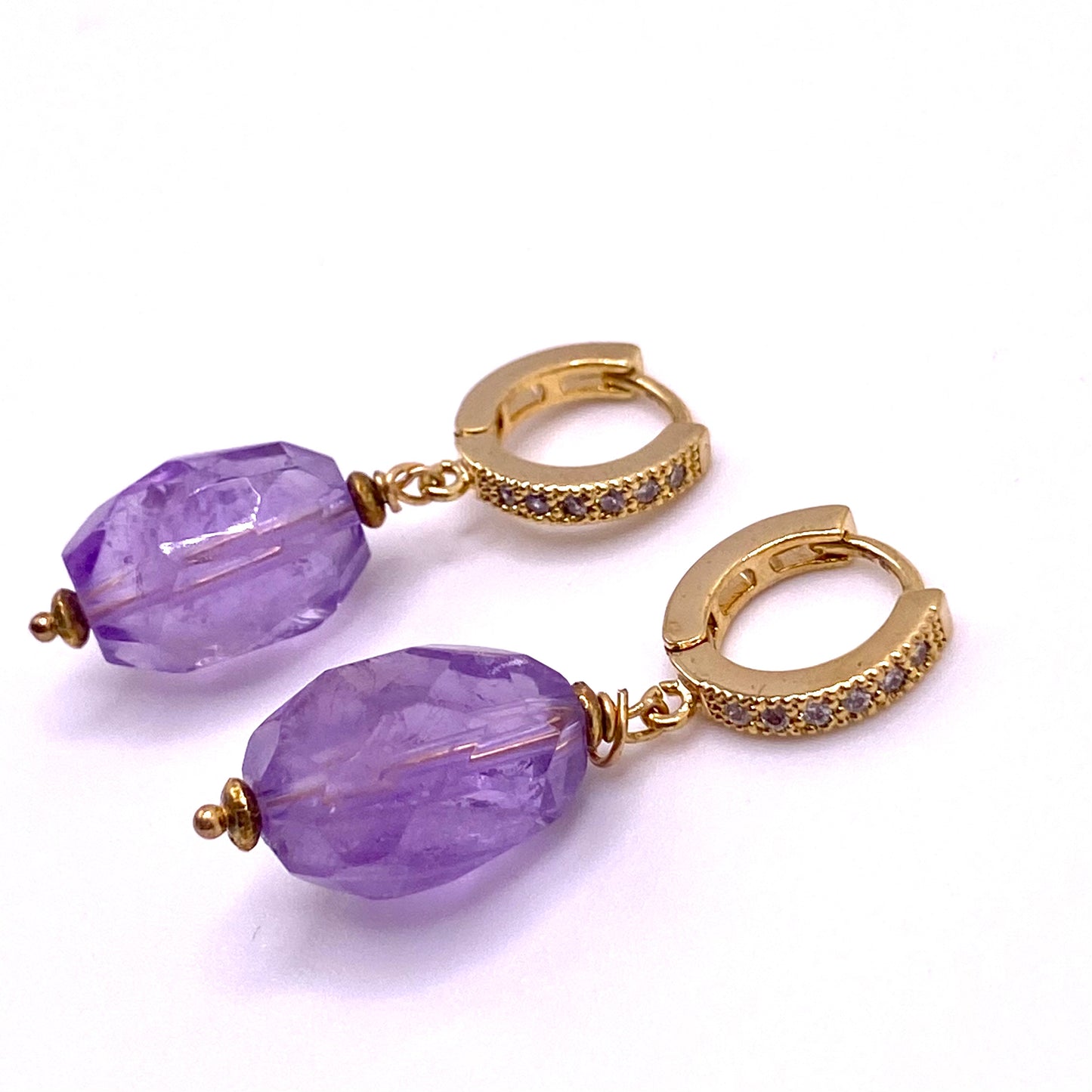 Purple & Gold Diamond Details Earrings