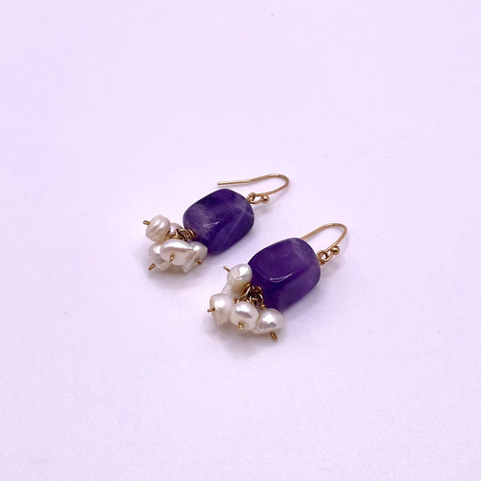 Square Purple Detail Earrings
