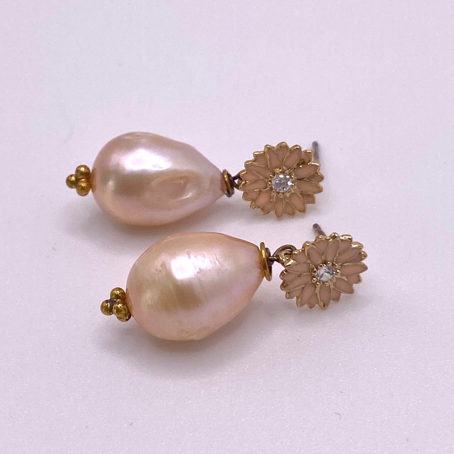Rose Pearl and Flower Earrings
