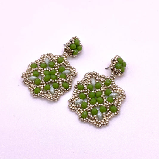 Green & Silver Drop Earrings