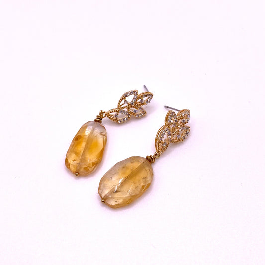 Yellow Diamond Drop Earrings