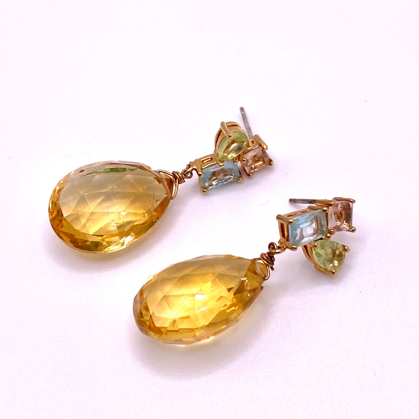 Yellow Teardrop Diamond Drop Earrings