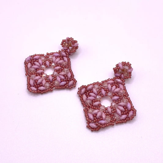 Pink Square Drop Earrings
